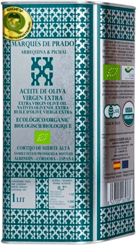 22,95 € Free Shipping | Olive Oil Cortijo de Suerte Alta Marqués de Prado Family Selection, EVOO Extra Virgin Eco — Organic Medium Can 1 L