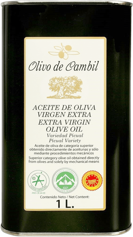 Free Shipping | Olive Oil Avirol Olivo de Cambil EVOO Extra Virgin D.O. Sierra Mágina Jaén Spain Picual Medium Can 1 L