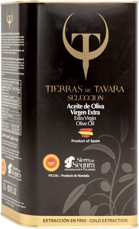 32,95 € | Aceite de Oliva Tierras de Tavara Selección Virgen Extra D.O. Sierra de Segura Jaén España Picual Lata Especial 3 L