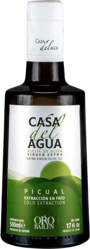 12,95 € Envío gratis | Aceite de Oliva Oro Bailén Casa del Agua Virgen Extra Botella Medium 50 cl