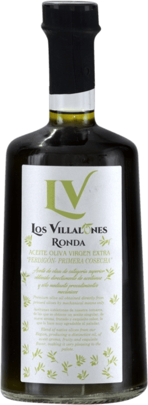 Spedizione Gratuita | Olio d'Oliva Los Villalones Perdigón EVO Extra Vergine Málaga Spagna Hojiblanca Bottiglia Medium 50 cl