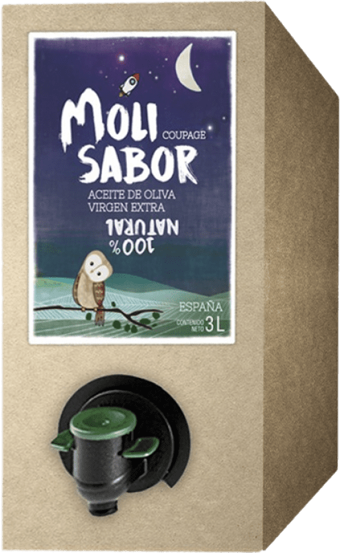46,95 € Бесплатная доставка | Оливковое масло Oleícola Jaén Molisabor ЭВО Экстра Вирджин Bag in Box — вино в коробке 3 L
