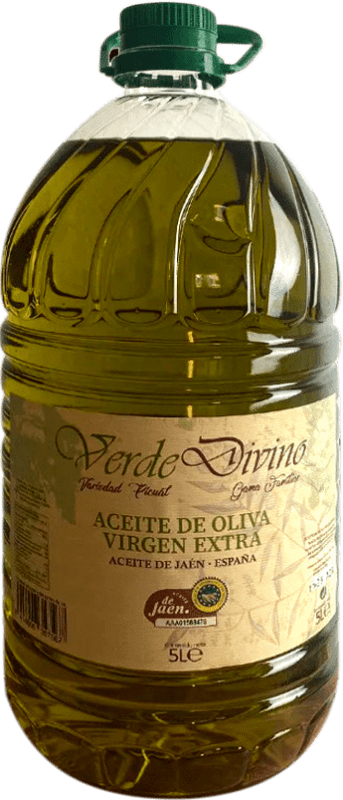 Free Shipping | Olive Oil Verde Divino Virgen Extra Convencional PET Jaén Spain Picual Carafe 5 L