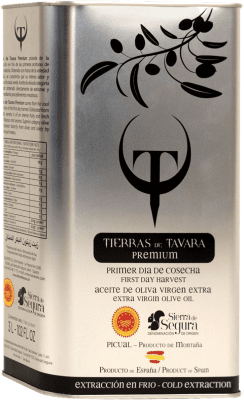 Envio grátis | Azeite de Oliva Tierras de Tavara Premium, AOVE Virgem Extra D.O. Sierra de Segura Jaén Espanha Picual Lata Especial 3 L