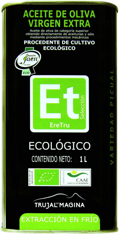 Free Shipping | Olive Oil Trujal de Mágina Et EreTru EVOO Extra Virgin D.O. Sierra Mágina Jaén Spain Picual Eco — Organic Medium Can 1 L