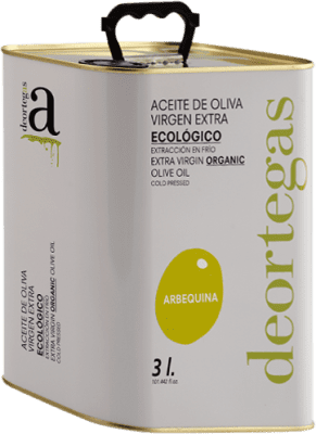 Spedizione Gratuita | Olio d'Oliva Deortegas EVO Extra Vergine Regione di Murcia Spagna Arbequina Eco — Biologico Lattina Speciale 3 L