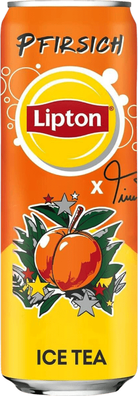 Envio grátis | Caixa de 24 unidades Refrigerantes Lipton Alemanha Lata 33 cl Pfirsich — Pêssego, Ice Tea — Chá Gelado