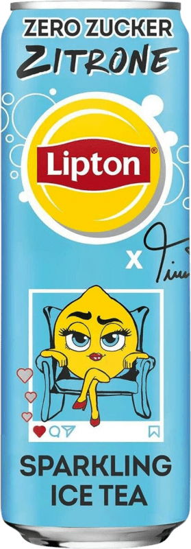 14,95 € Spedizione Gratuita | Scatola da 24 unità Bibite Lipton Zero Sparkling — Spumante Lattina 33 cl Zitrone — Limone, Ice Tea — Tè Freddo