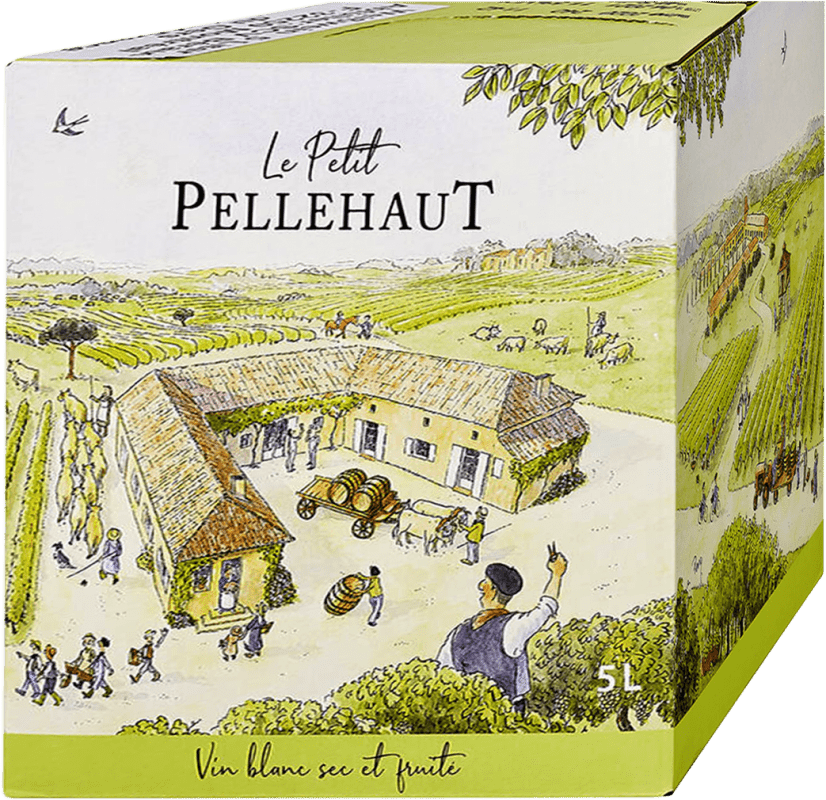 41,95 € Free Shipping | White wine Maison Sichel Le Petit Pellehaut Blanc Semi-Dry Semi-Sweet I.G.P. Vin de Pays Côtes de Gascogne Bag in Box 5 L