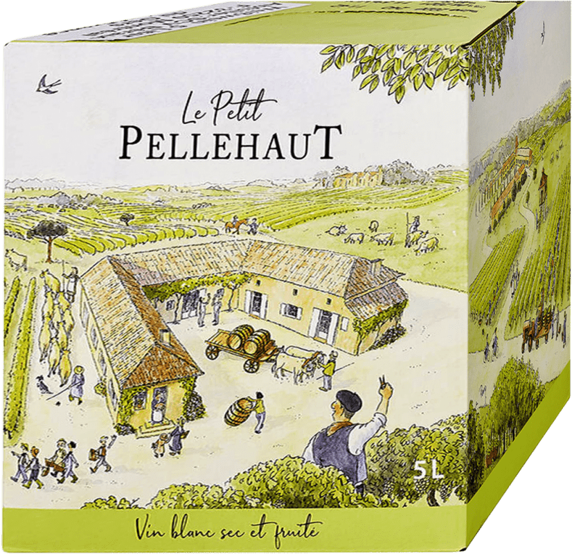 Free Shipping | White wine Maison Sichel Le Petit Pellehaut Blanc Semi-Dry Semi-Sweet I.G.P. Vin de Pays Côtes de Gascogne France Ugni Blanco Bag in Box 5 L