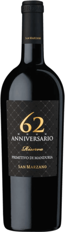 34,95 € Бесплатная доставка | Красное вино San Marzano 62 Anniversario сухой Резерв D.O.C. Primitivo di Manduria