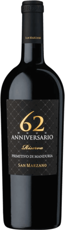 23,95 € | Red wine San Marzano 62 Anniversario Dry Reserve D.O.C. Primitivo di Manduria Puglia Italy Primitivo 75 cl