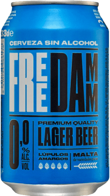 26,95 € Бесплатная доставка | Коробка из 24 единиц Пиво Estrella Damm Free Банка 33 cl