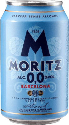 23,95 € | Caixa de 24 unidades Cerveja Moritz 0,0 Espanha Lata 33 cl Sem Álcool