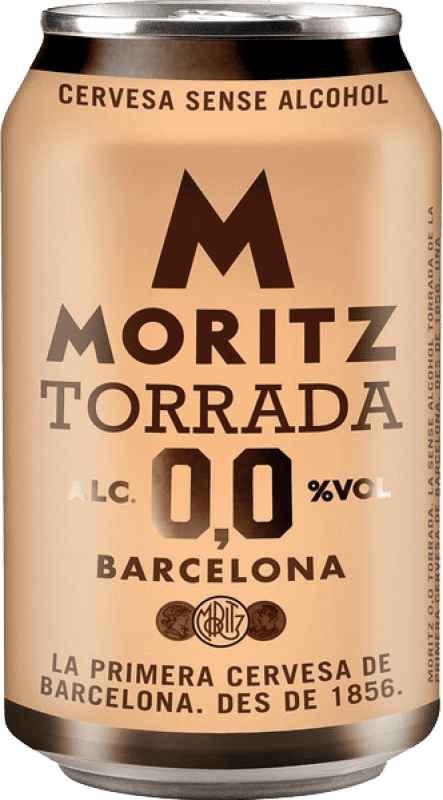 34,95 € Envío gratis | Caja de 24 unidades Cerveza Moritz Tostada 0,0 Lata 33 cl