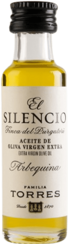 266,95 € Envío gratis | Caja de 264 unidades Aceite de Oliva Familia Torres El Silencio AOVE Virgen Extra Botellín Miniatura 2 cl Vidrio