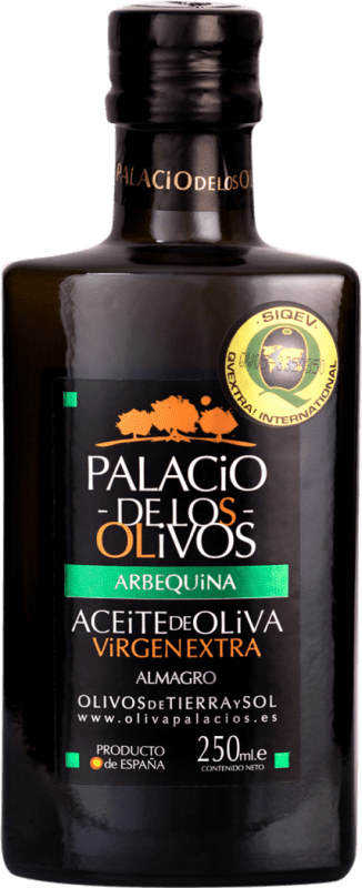 Kostenloser Versand | Olivenöl Olivapalacios E-NOL Extra Nativ Kastilien-La Mancha Spanien Arbequina Kleine Flasche 25 cl Glas