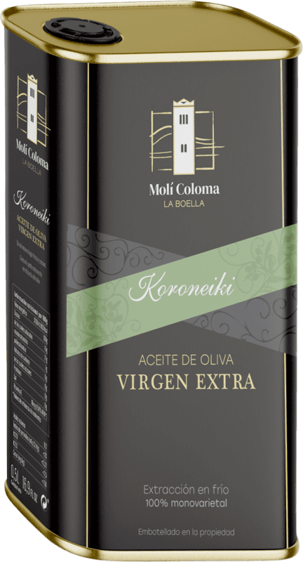 Envio grátis | Azeite de Oliva Finca Molí Coloma La Boella Catalunha Espanha Koroneiki Lata 50 cl