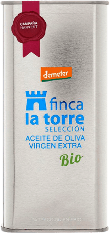 Envio grátis | Azeite de Oliva Finca la Torre AOVE Virgem Extra Andaluzia Espanha Arbequina Lata Medium 50 cl