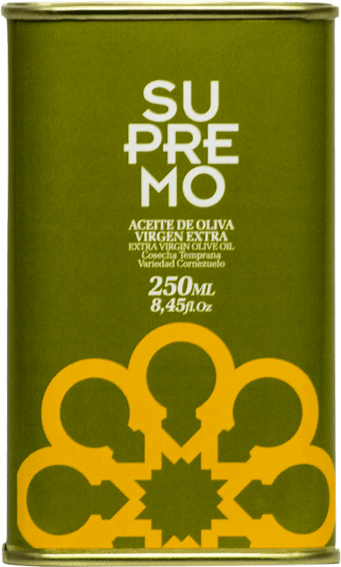 Envío gratis | Caja de 25 unidades Aceite de Oliva Supremo AOVE Virgen Extra Jaén España Cornezuelo Lata 25 cl