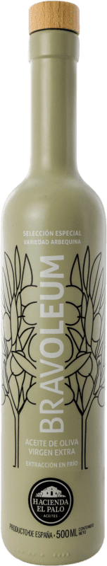 Kostenloser Versand | Olivenöl Hacienda el Palo Bravoleum E-NOL Extra Nativ Andalusien Spanien Arbequina Medium-Flasche 50 cl Glas