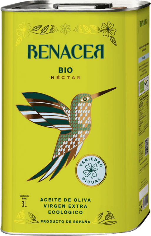 送料無料 | オリーブオイル Renacer Cosecha Temprana — 早摘み, EVOO エキストラバージン Córdoba スペイン Picual — ピクアル Bio — Eco エコ ビオ オーガニック スペシャル缶 3 L Nectar — ネクター