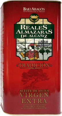 Бесплатная доставка | Оливковое масло Reales Almazaras de Alcañiz Традиционный, ЭВО Экстра Вирджин D.O. Bajo Aragón Арагон Испания Специальная банка 5 L
