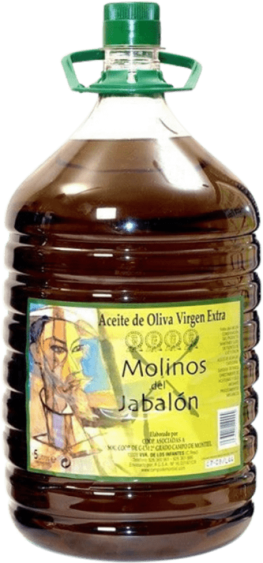 Envio grátis | Azeite de Oliva Campo de Montiel Molinos del Jabalón AOVE Virgem Extra D.O. Campo de Montiel Castela-Mancha Espanha Garrafão 5 L PET