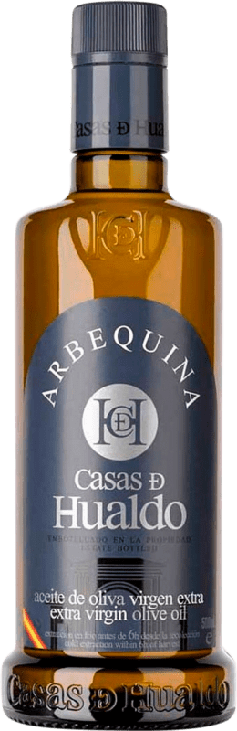 Envío gratis | Aceite de Oliva Casas de Hualdo AOVE Virgen Extra D.O. Montes de Toledo Castilla la Mancha España Arbequina Botella Medium 50 cl Vidrio