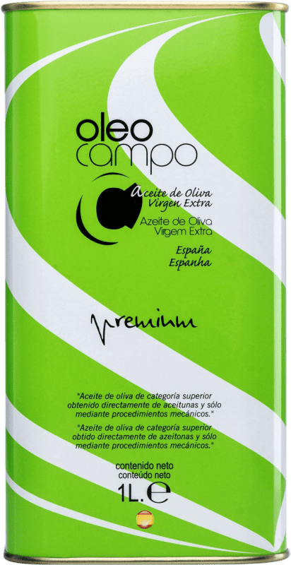 Envio grátis | Azeite de Oliva Oleocampo Premium, AOVE Virgem Extra Andaluzia Espanha Picual Lata Medium 1 L