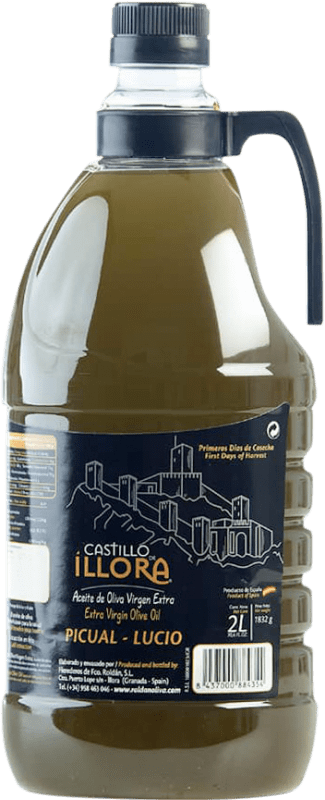 22,95 € Spedizione Gratuita | Olio d'Oliva Roldán 1895 Castillo de Íllora PET D.O. Poniente de Granada Caraffa 2 L