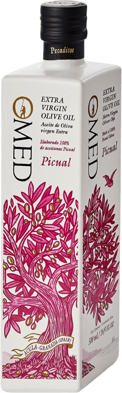 Envio grátis | Azeite de Oliva Venchipa O-Med Edição Limitada, AOVE Virgem Extra Andaluzia Espanha Picual Garrafa Medium 50 cl Vidro