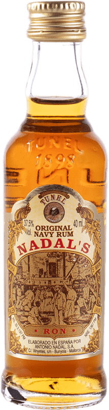 3,95 € Envío gratis | Ron Antonio Nadal Gold — Edición Oro Botellín Miniatura 4 cl