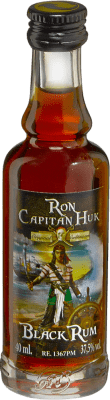 Envio grátis | Rum Antonio Nadal Capitán Huk Black — Edição Preta Espanha Garrafinha Miniatura 4 cl