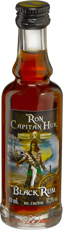 4,95 € Envio grátis | Rum Antonio Nadal Capitán Huk Etiqueta Negra Garrafa Miniatura 4 cl