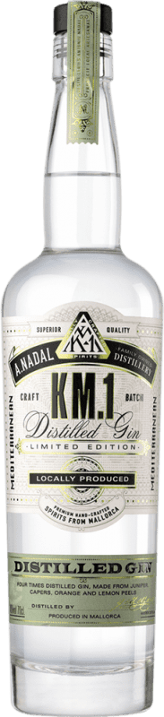 Spedizione Gratuita | Genever Gin Antonio Nadal KM. 1 Premium, Mediterranean — Mediterranea Spagna 70 cl Juniper — Ginepro, Lemon — Limone, Orange — Arancia