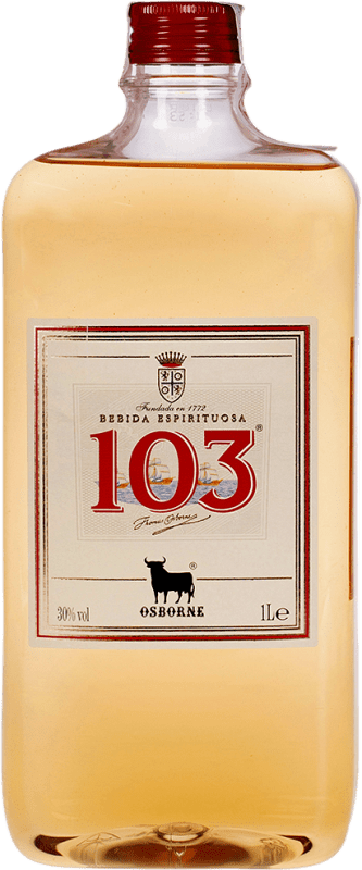 22,95 € Бесплатная доставка | Бренди Osborne 103 Etiqueta Blanca PET Фляжка 1 L