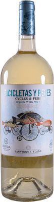 Family Owned Bicicletas y Peces Blanco Ecológico Sauvignon Bianca Rueda Bottiglia Magnum 1,5 L