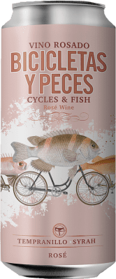 105,95 € Spedizione Gratuita | Scatola da 24 unità Vino Rosato Family Owned Bicicletas y Peces D.O. Somontano Lattina 25 cl