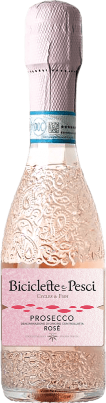 129,95 € Kostenloser Versand | 24 Einheiten Box Rosé Sekt Family Owned Biciclette e Pesci Rosé D.O.C. Prosecco Kleine Flasche 20 cl