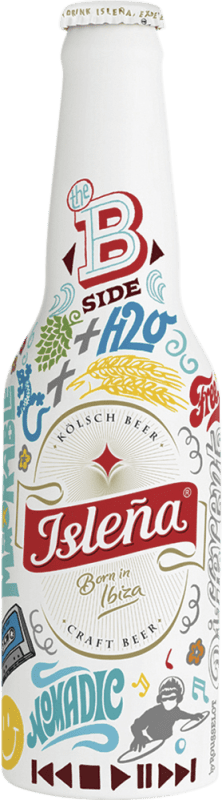 Kostenloser Versand | 24 Einheiten Box Bier Isleña Flower Power Spanien Drittel-Liter-Flasche 33 cl