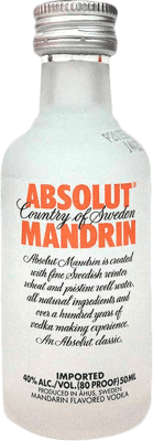 Envio grátis | Caixa de 12 unidades Vodka Absolut Mandarina Suécia Garrafinha Miniatura 5 cl