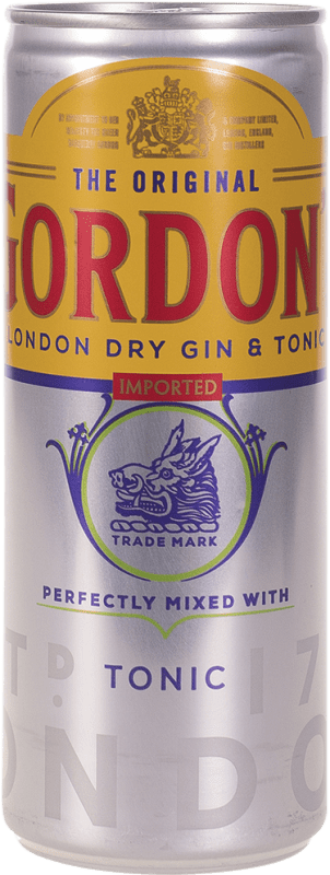 39,95 € Spedizione Gratuita | Scatola da 12 unità Bibite e Mixer Gordon's Gin & Tónica Lattina 25 cl