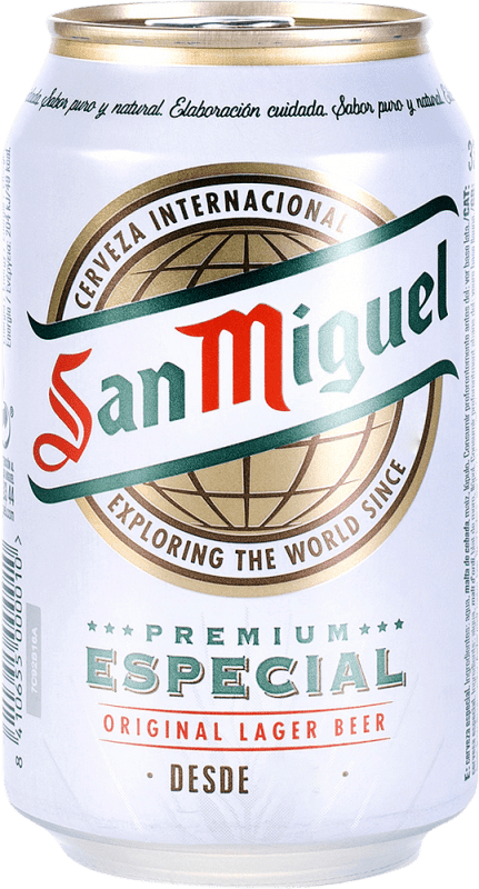 Envio grátis | Caixa de 12 unidades Cerveja San Miguel Premium Especial Original Lager Espanha Lata 33 cl