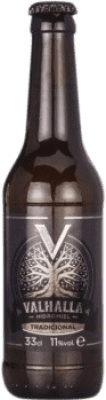 Kostenloser Versand | Kräuterlikör Valhalla Hidromiel Tradicional Spanien Drittel-Liter-Flasche 33 cl