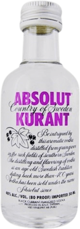 Envio grátis | Vodca Absolut Kurant Suécia Garrafa Miniatura 5 cl