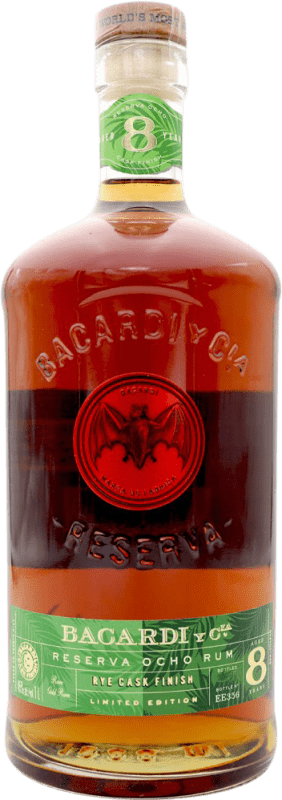 Free Shipping | Rum Bacardí Rye Cask Finish Reserve Puerto Rico 8 Years 1 L