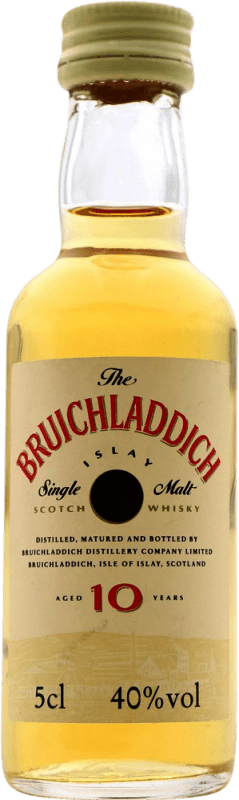 29,95 € Envio grátis | Whisky Single Malt Bruichladdich 10 Anos Garrafinha Miniatura 5 cl Exemplar de colecionador Não Próprio para Consumo