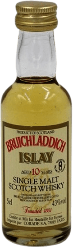 28,95 € Envio grátis | Whisky Single Malt Bruichladdich 10 Anos Garrafinha Miniatura 5 cl Exemplar de colecionador Não Próprio para Consumo