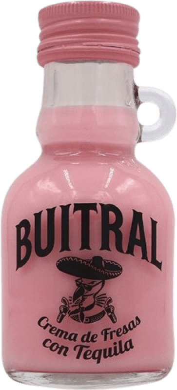 Envio grátis | Tequila Buitral Crema — Creme México Garrafinha Miniatura 10 cl Fresa — Morango, Tequila